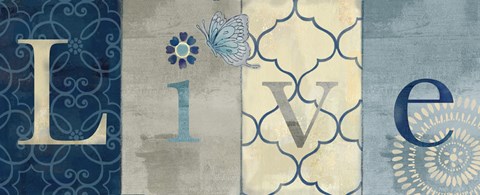 Framed Live Love Laugh Navy I Print