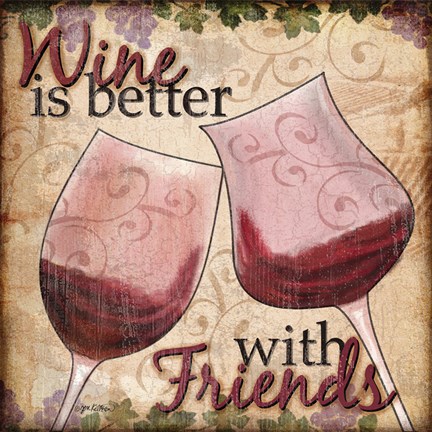 Framed Wine With Friends II Print