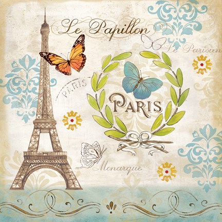 Framed Le Papillon Paris I Print