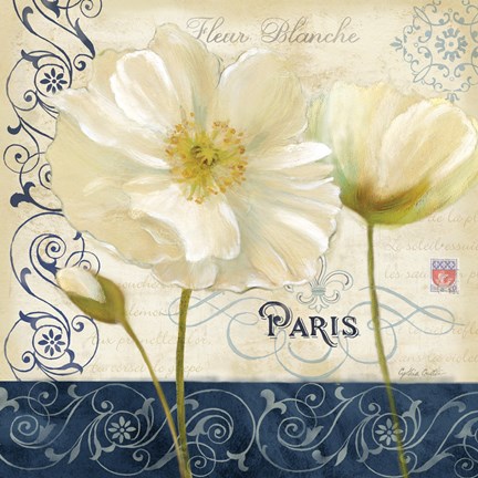 Framed Paris Poppies Blue Trim I Print