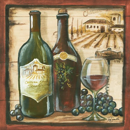 Framed Wooden Wine Square I Print