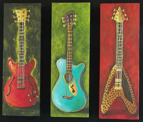 Framed Three Guitars 2 Print