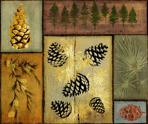 Framed Pines and Oak I Print