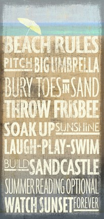Framed Beach Rules Print