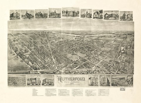 Framed Rutherford, NJ Vintage Map, 1904 Print