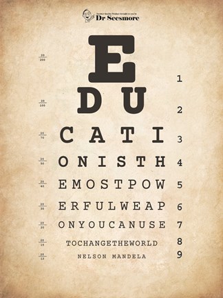 Framed Nelson Mandela Eye Chart I Print