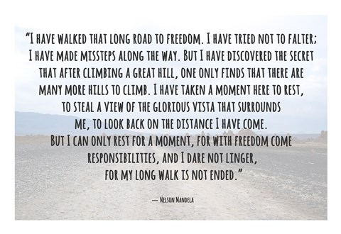 Framed Road to Freedom - Nelson Mandela Quote Print