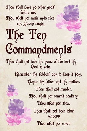 Framed Ten Commandments - Floral Print