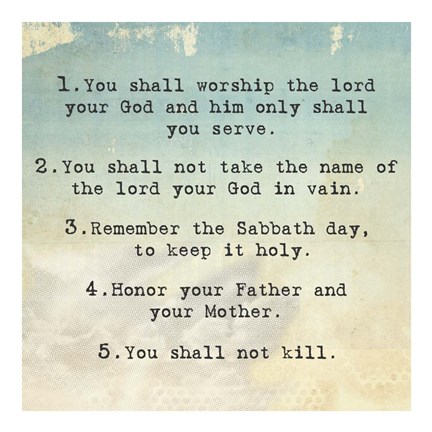 Framed Ten Commandments 1-5 Print
