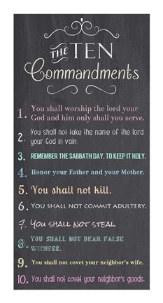 Framed Ten Commandments - Chalkboard Print