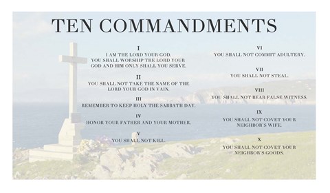 Framed Ten Commandments - Cross Print