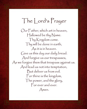 Framed Lord&#39;s Prayer - Red Print