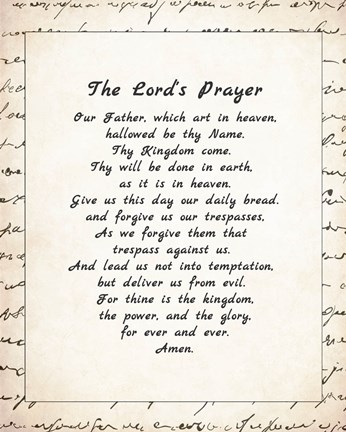 Framed Lord&#39;s Prayer - Script Print