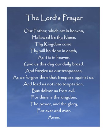 Framed Lord&#39;s Prayer - Blue Sky Print