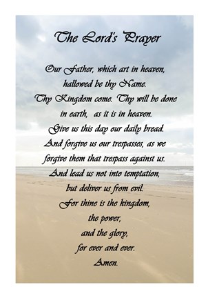 Framed Lord&#39;s Prayer - Beach Print