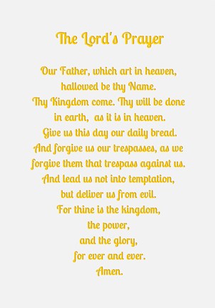 Framed Lord&#39;s Prayer - Gold Print
