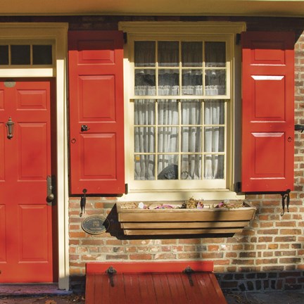 Framed Red Door, Red Shutters Print