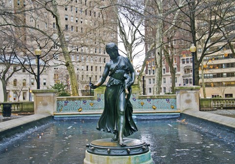 Framed Fountain I (Color) Print