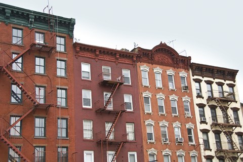 Framed Brick Row Houses Print