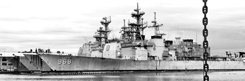 Framed Ship and Chain (b/w) Print