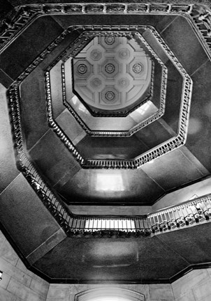 Framed City Hall Stairwell (b/w) Print