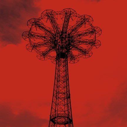 Framed Red Parachute Jump Print