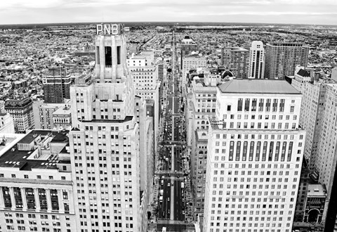 Framed Broad Street (aerial) (b/w) Print