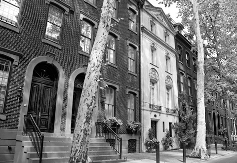Framed Delancy Street (horizontal) (b/w) Print