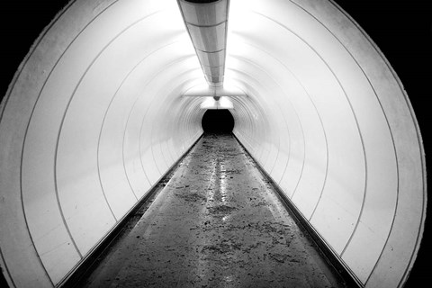 Framed Singapore, Illuminated Pedestrian Tunnel, Paths Print