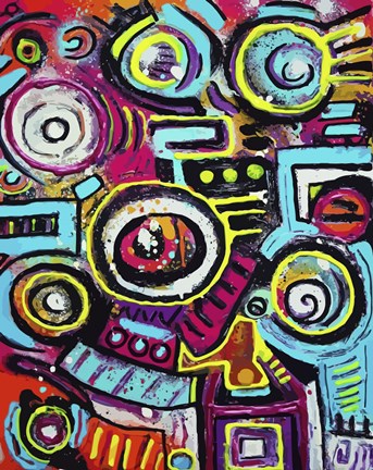 Framed Boom Box Fiesta Print