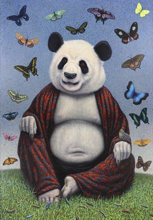 Framed Panda Buddha Print