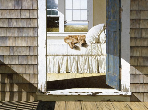 Framed Beach House Dog Print