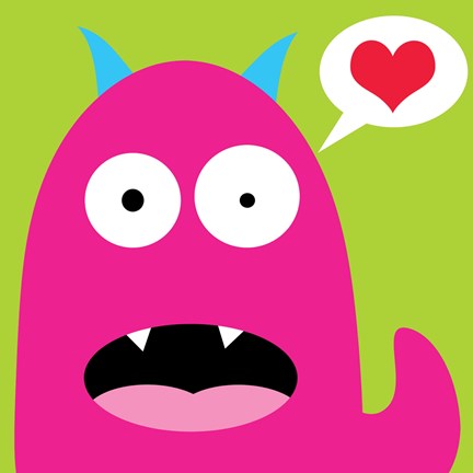 Framed Pink Monster- Green Print