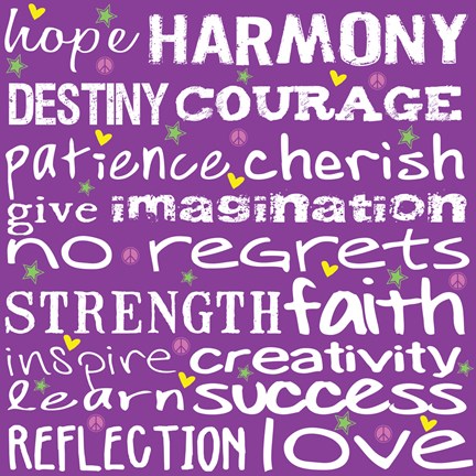Framed Hope Harmony Destiny - Purple Print