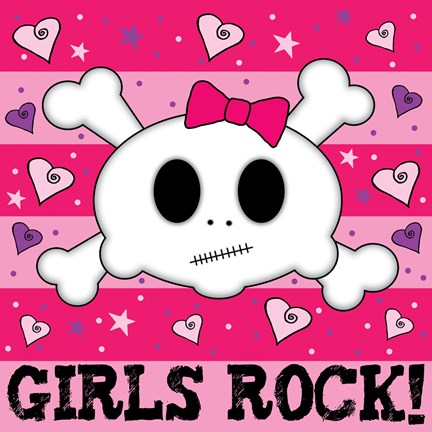 Framed Girls Rock- Skull Print