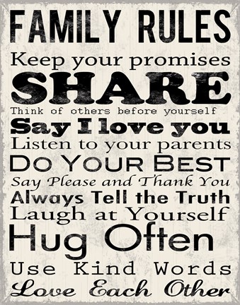 Framed Family Rules 1 Print