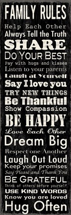 Framed Family Rules Panel 2 Print