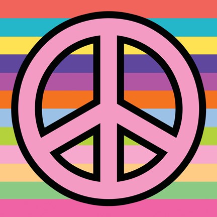 Framed Peace - Pink on Stripes Print