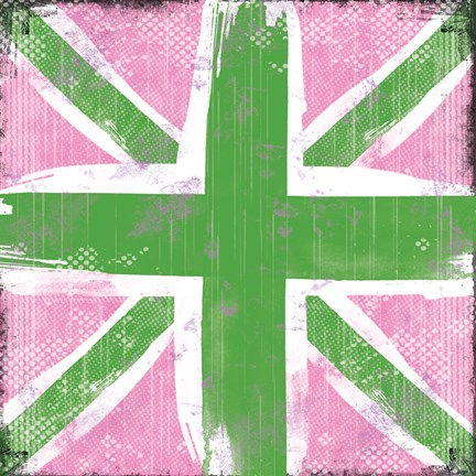 Framed Union Jack Pink and Green Print