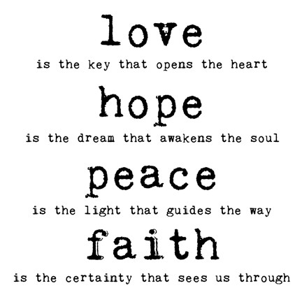 Framed Love Hope Peace Faith 1 Print