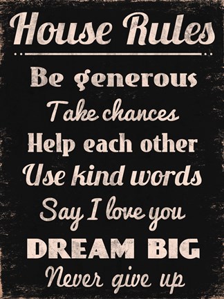 Framed House Rules 2 Print