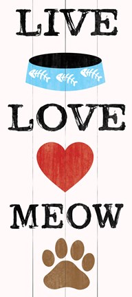 Framed Live Love Meow Print