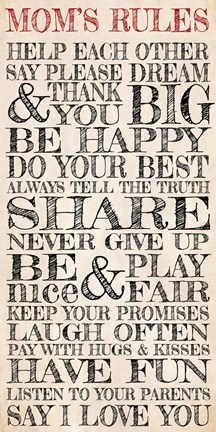 Framed Mom&#39;s Rules Print