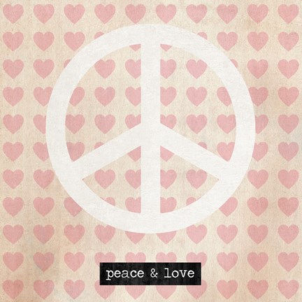 Framed Peace - Pink Hearts Print