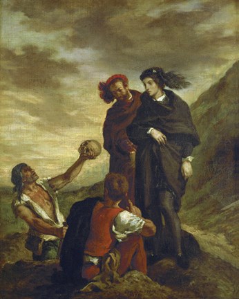 Framed Hamlet and Horatio in the Cemetery, 1839 Print