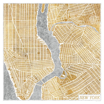 Framed Gilded New York  Map Print