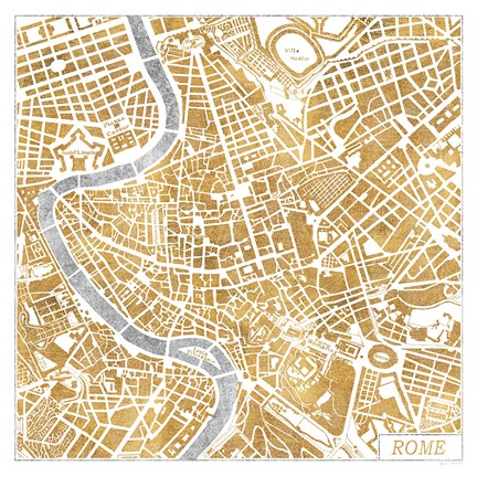 Framed Gilded Rome Map Print