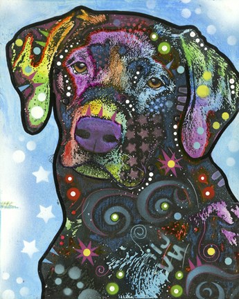 Framed Dog on Blue Print