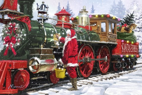 Framed Santa&#39;s Train 1 Print