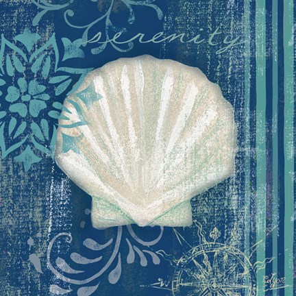 Framed Navy Blue Spa Shells III Print